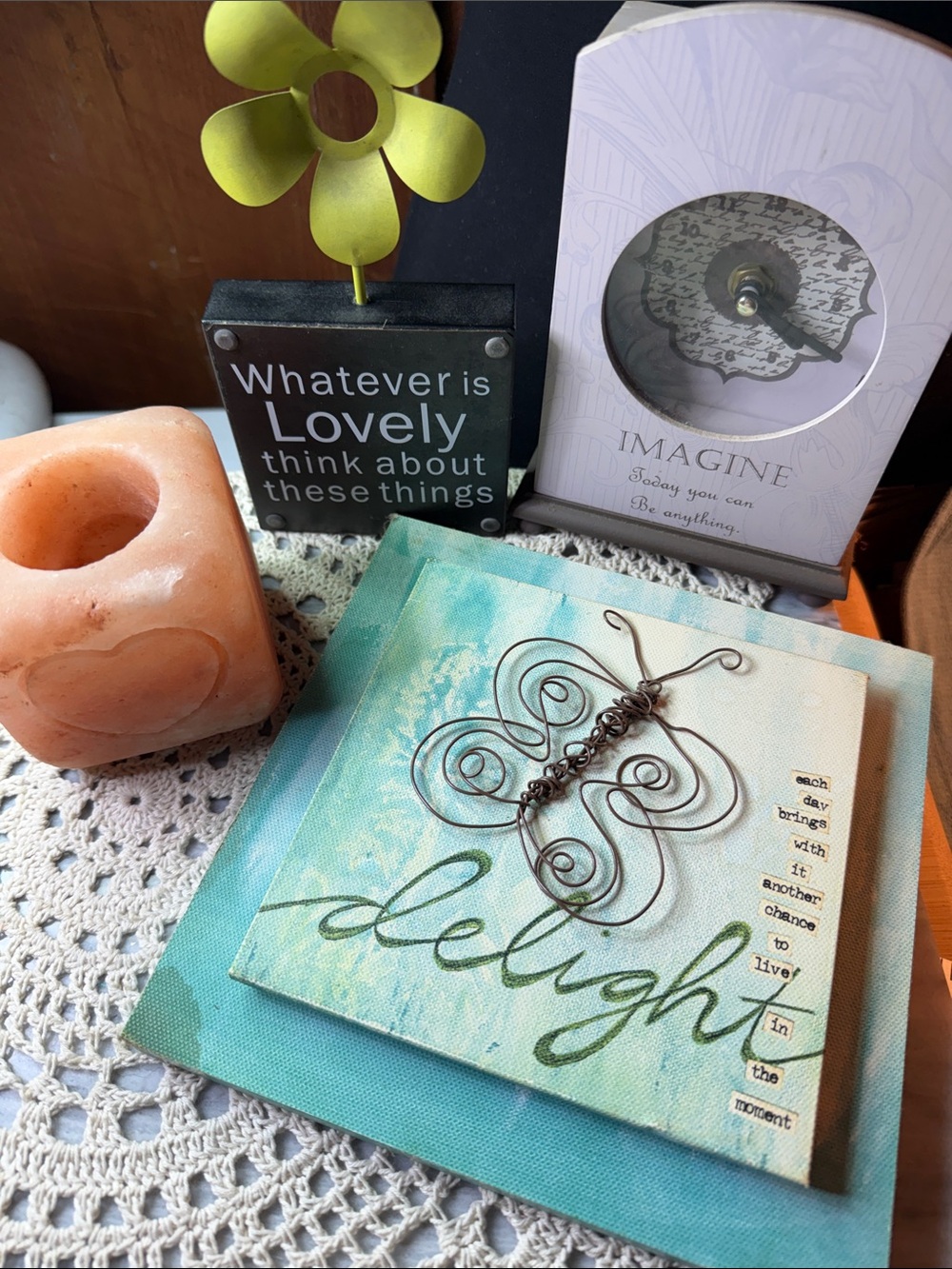 Delight Mixed-Media Wall Art with Wire Dragonfly - Teal & Aqua